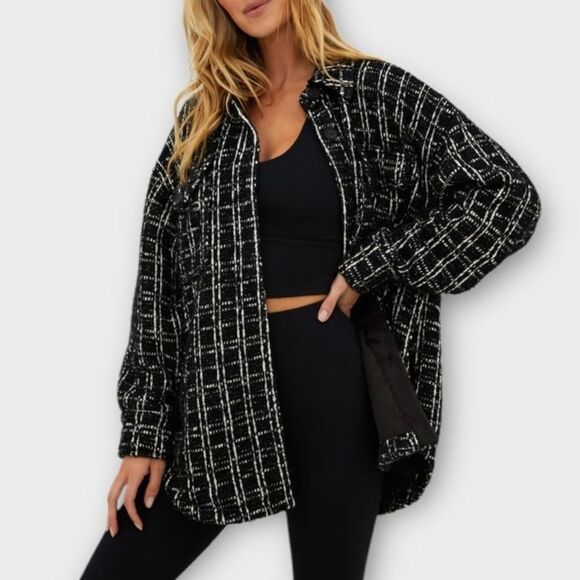 Beach Riot Noelle Shacket in Black and White Tweed Women’s Size XS - Picture 1 of 7